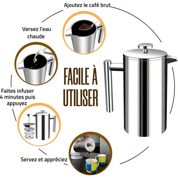 Franskpresse kaffetrakter i rustfritt stål - Espresso