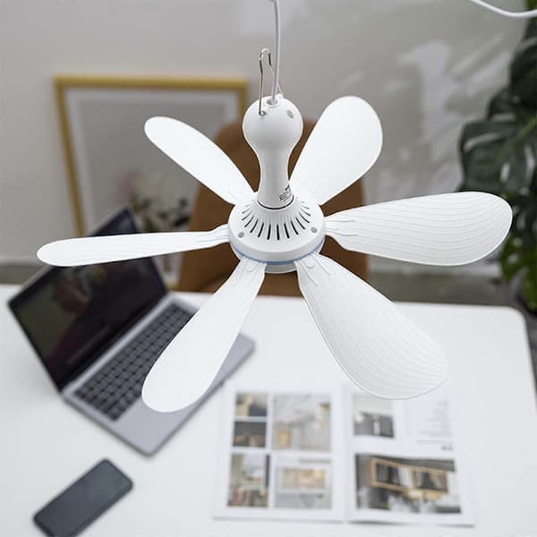 Bærbar ventilator, bærbar loftventilator USB teltventilator til camping udendørs ophængning