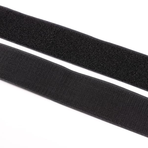 Sort selvklæbende burrebånd, nylon, 1m x 50mm