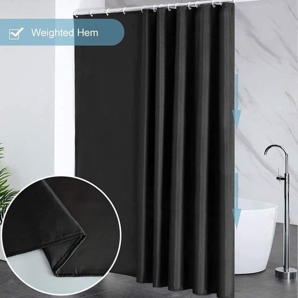 Duschdraperi 240x180 cm, med 16 krokar, extra brett, viktat, mögelresistent, mörkgrått, vattentätt, stort badkarsdraperi, polyester