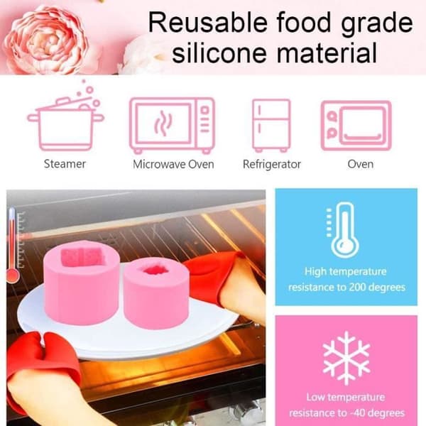 Stearinlysform - Uspesifisert - 3D - Matsikker silikon - 2 stk - Rosa
