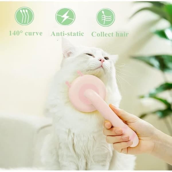 Selvrensende børste til hunde og katte, velegnet til kort og langt hår (pink)