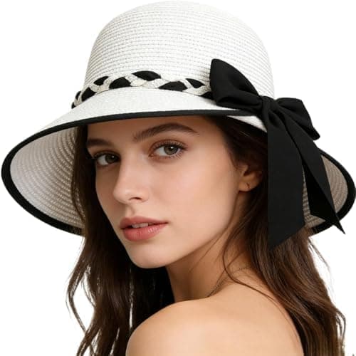 Dame Solhat med Bred Skygge UPF 50+ UV Beskyttelse Sammenfoldelig Strandhat Sommer Roll Up Kasket Hvid White