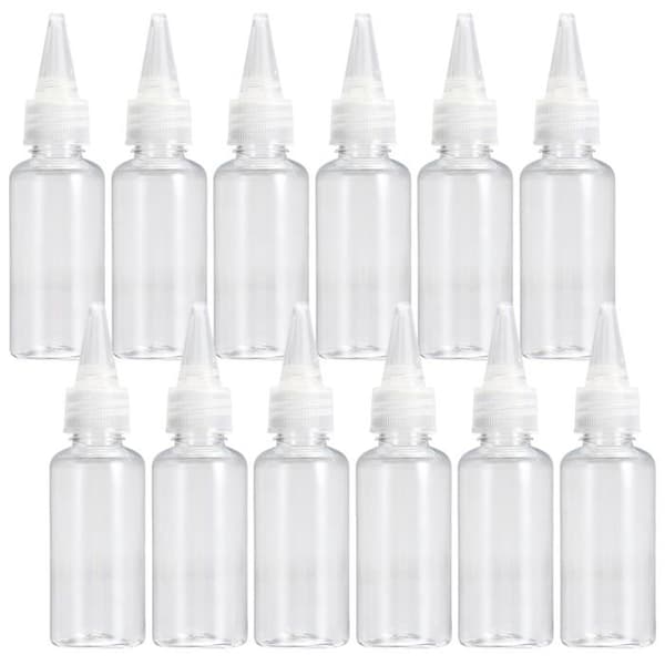 Förpackning med 12 genomskinliga flexibla flaskor – 100 ml flexibla plastflaskor med läckagesäkert lock – Praktiska doseringsflaskor