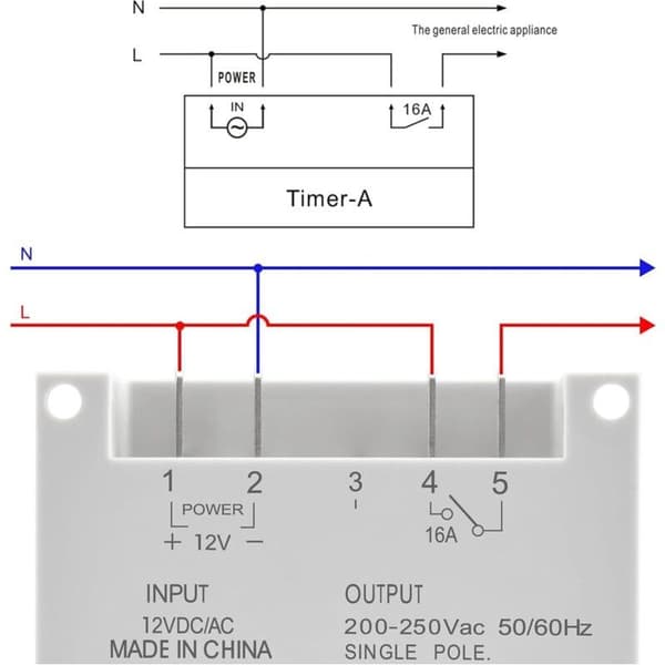 CN101A SPST-kontakt med programmerbar timer og LCD digitalt display 12V DC 16A hvid med vandtæt dæksel