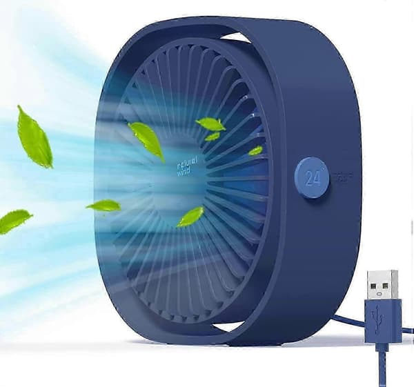 USB-fläkt Mini Bärbar Fläkt Tyst Fläkt Skrivbordsfläkt 3 Hastigheter Justerbar USB-driven (Blå)