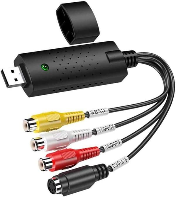 Lydopptaksboks, USB 2.0 lyd-/videokonverterer, analog til digital VHS for Windows 10/8/7/VHS