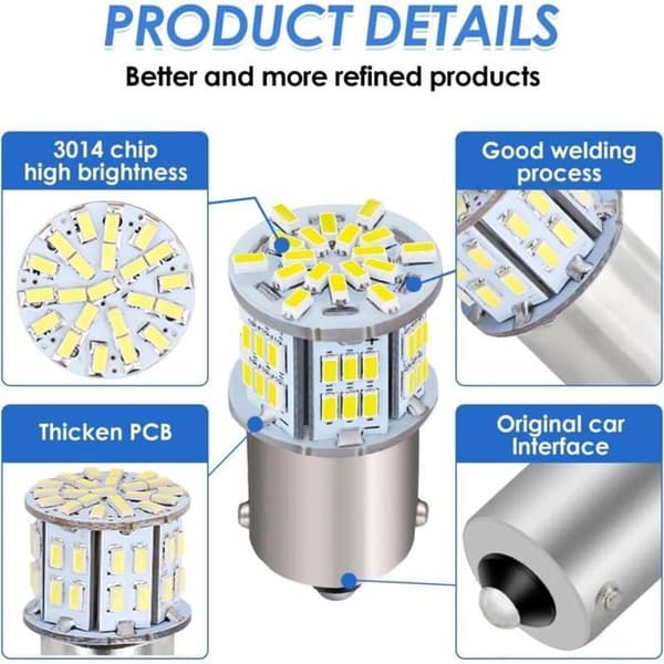 Bil LED-pærer, 4 stk. 1156 Hvide Highlight-lamper 12V, LED Blinklyspærer til Bil Baklys