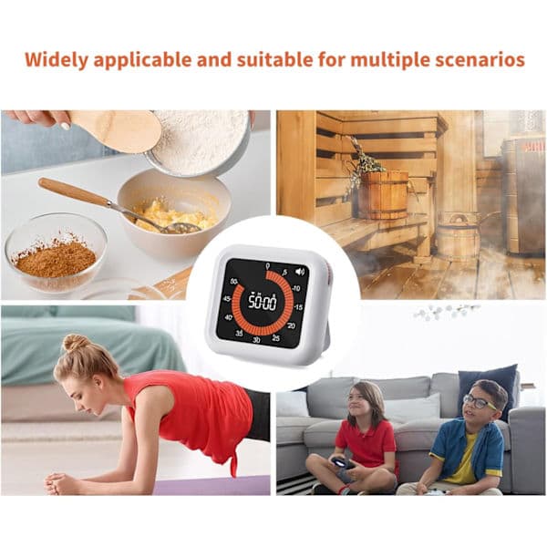 Visuell Timer - Uppladdningsbar Timer med Magnet & Stativ, Justerbar Volym