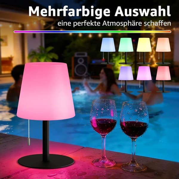Trådløs bordlampe - 1 enhed - Polyethylen - 8 RGB-farver - Indendørs og udendørs - 25x16 cm