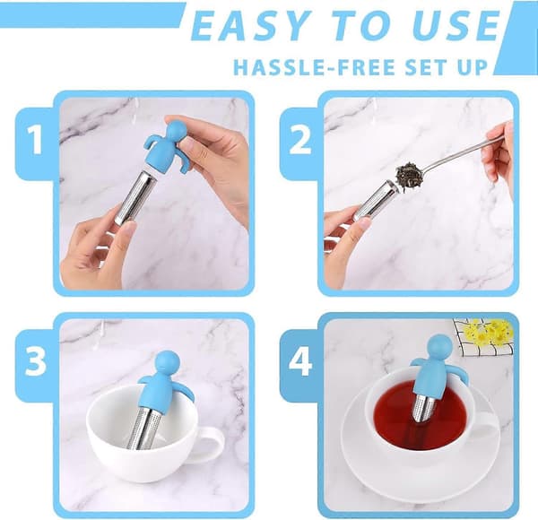 2-pak søde 304 rustfrit stål finmasket løs te-infuser, kreativ te-diffuser til tekopper tekander finmaskede te-siere blå