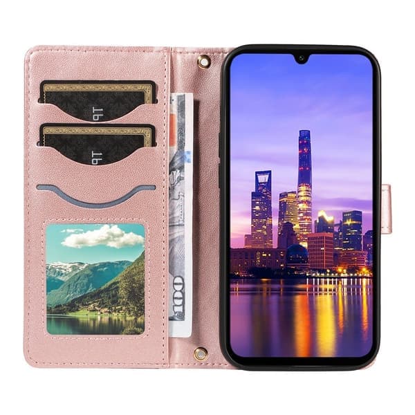 Samsung A17 Quiltat Plånboksfodral med Axelrem - Roséguld Roséguld