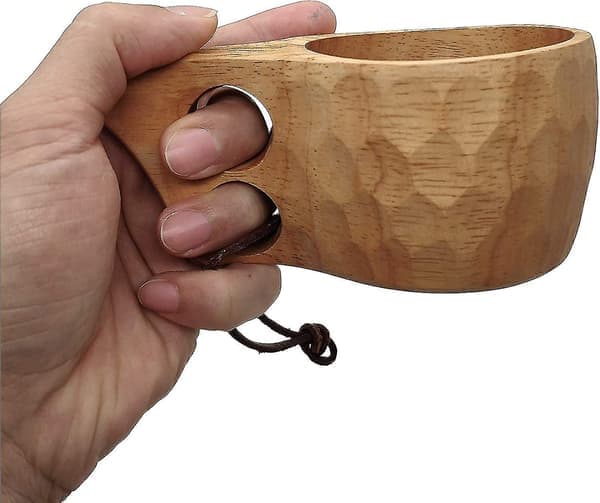 Träkaffemugg, trämugg, bärbar träkopp, drickskopp, tekopp, handgjord träkopp för vandring, camping, kök, utomhus