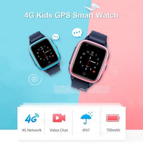 Smart GPS-ur til børn Vandtæt 4G Blå Blå