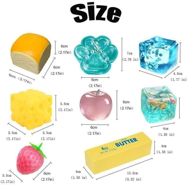 Squishy Fun Box – 8-delt mysterie blind box sæt til børn og voksne – A+B