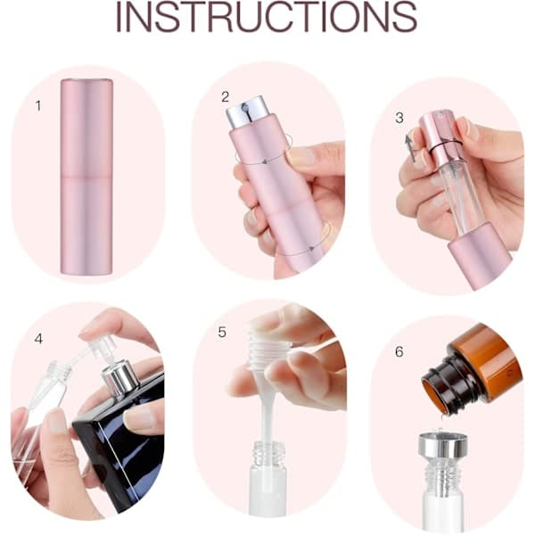 20ML Tom Sprayflaske 3 Dele Parfumeforstøver, Spray Cologne Flaske, Rejsespray Sølv, Pink, Sort