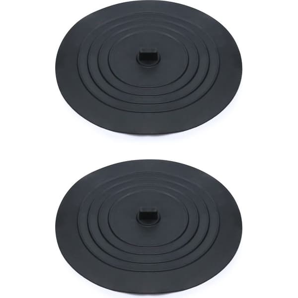 Set med 2 silikonavloppsproppar, diskbänksproppar, badkarsproppar, 15 cm, för diskbänk, badkar, svart