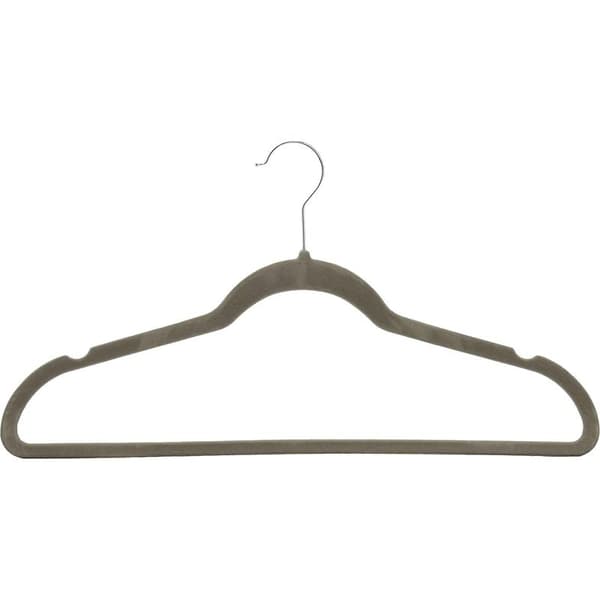 Amazon Basics Slanke fløjlsbøjler, skridsikre, grå/sølv, pakke med 30