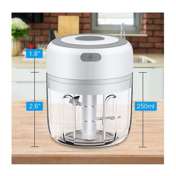 Multifunksjonell Hakker - Mini Blender 250ml - Elektrisk - Hvit - Kutter Grønnsaker og Kjøtt