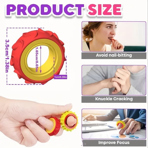 Sensorisk ring til børn, gyroskopisk afslapningslegetøj, roterende sensorisk ring, fingerspinner legetøjssæt 8 stk.