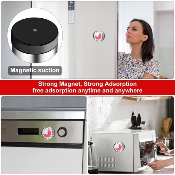 Visuel Timer Mekanisk 60 Minutters Nedtælling Køkken med Magnetisk Fod til Børn