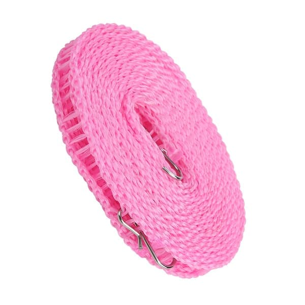 Portable Outdoor Clothesline Non-slip Laundry Drying Rope 5M Thickened (Pink)