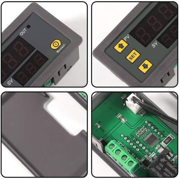 2 stk. W3230 AC 110V-220V Digital temperaturkontroller, 20A LED-display termostatkontrollbryter med 10K NTC-sensorprobe, -50℃ til 110℃ rekkevidde