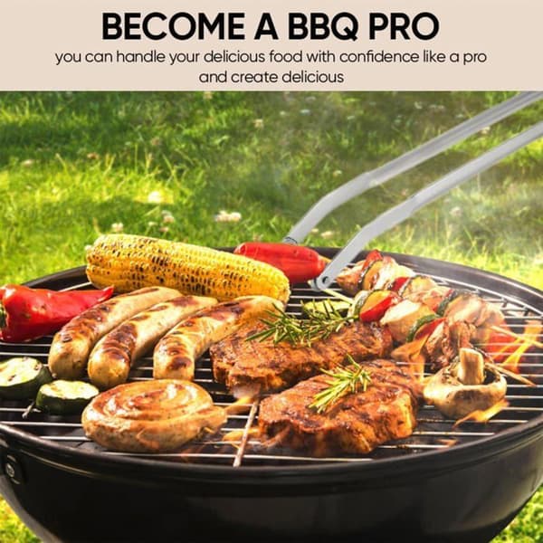 Sæt med 2 BBQ pølsetænger, afsavning, drejning, vinklet, XVX stil, til grillning