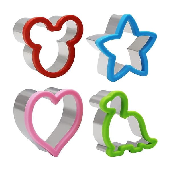 Kageudstikkere – 4-dele rustfrit stål Mickey, dinosaur, stjerne & hjerte designs