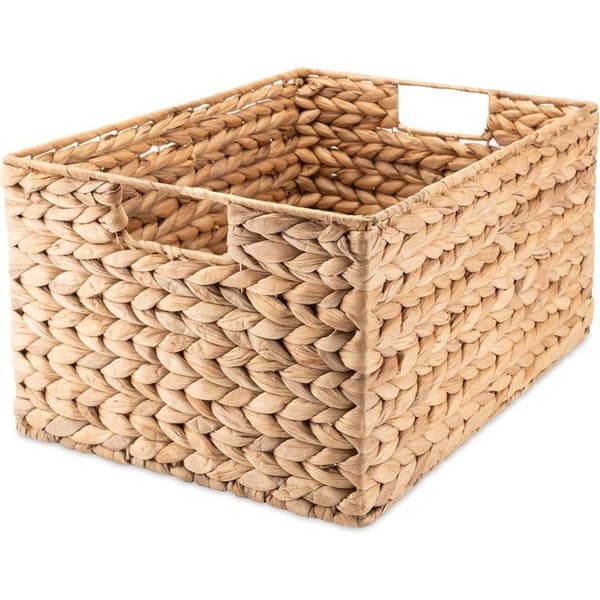 Rektangulær vævet opbevaringskurv lavet af vandhyacint og søgræs, rektangulær, 37 cm x 3 stk.