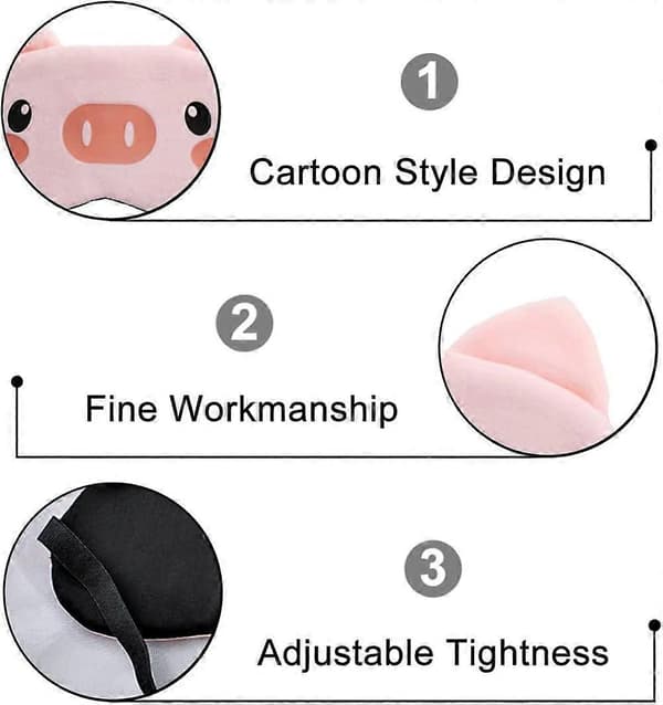 Söt Gris Sov-Ögonmask Cartoon Pig Multifunktionell Ögonmask Elastisk Skuggning Sov-Ögonöverdrag för Kontor, Resa