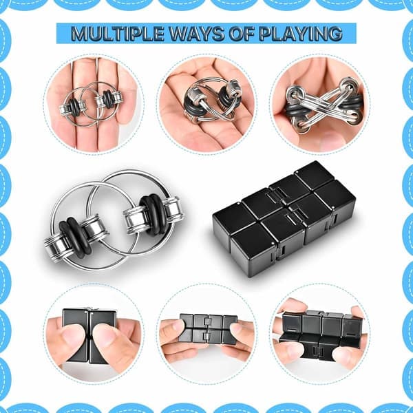 Fidget Toys Sett – 5-pakning sensorisk ADHD klasserom skrivebord stressavlastningssett