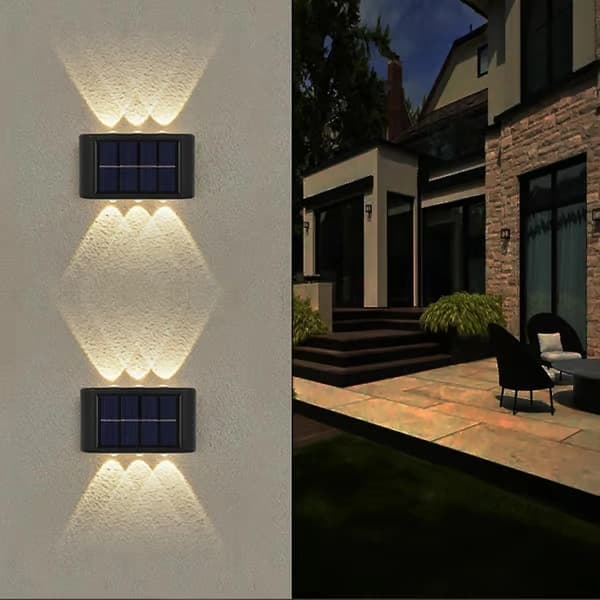 Solar væglamper – 2-pak LED vandtætte op/ned hegnslamper til have & sti – Yaju