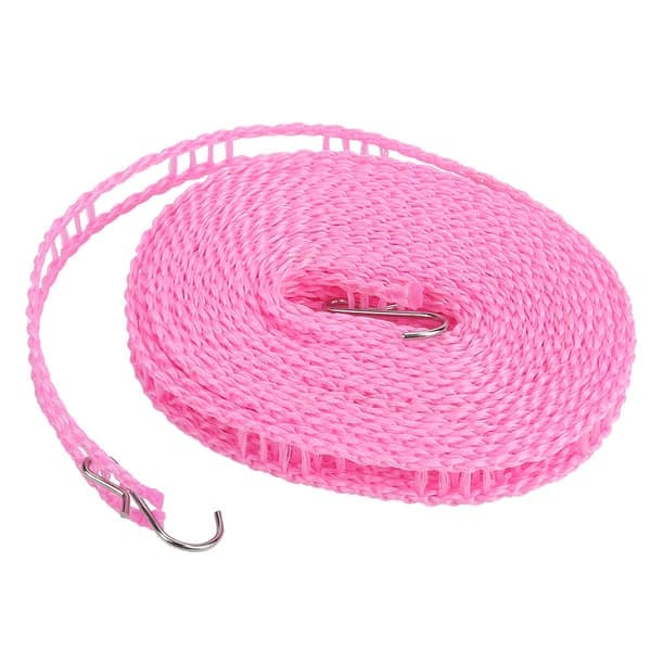 Portable Outdoor Clothesline Non-slip Laundry Drying Rope 5M Thickened (Pink)
