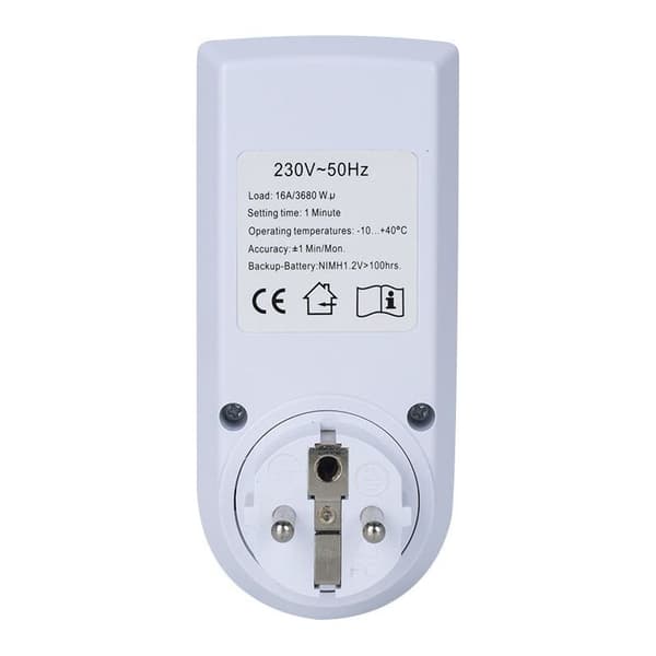 Programmerbar digital stikkontakt-timer – 5,7 cm LCD-skjerm – Tyverisikring med tilfeldig modus – 10 PÅ-AV-programmer – Energisparing
