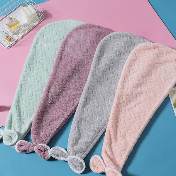 Håndkle turban hårføner håndkle hårturban med knapp, hodeplagg
