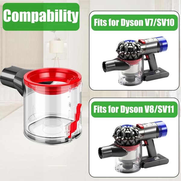 Dammbehållare kompatibel med Dyson V7 V8 dammsugare, reservdelstillbehör