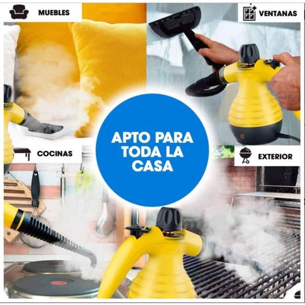 Bærbar multifunksjonell damprenser for tepper, tekstiler, vinduer, madrasser, vegger, gulv, biler, møbler og biler - med 9 tilbehør