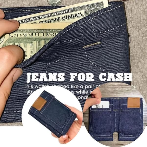 Fickbyxor Mini Jeans Plånbok, Vikbar Jeansformad Växelväska Korthållare Plånböcker, Bärbara Retro Byxplånböcker