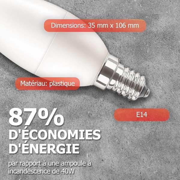 LED-kronljuslampor – 10-pack E14 4.9W (=40W) ej dimbara neutralvit 4000K CRI80 – 15 000 timmar