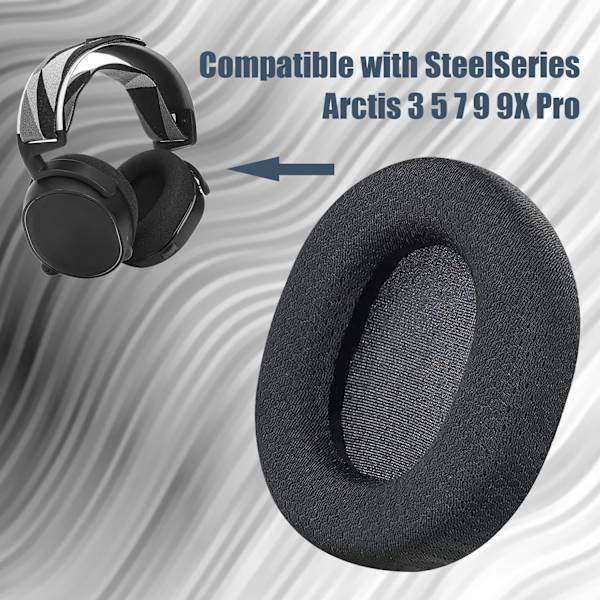 Ørepuder til SteelSeries Arctis 3/5/7/9/9X/Pro Sort 1 par