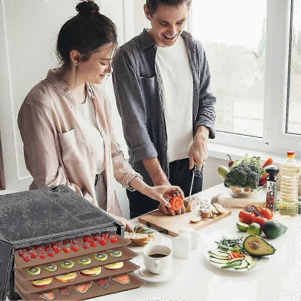 6-pak Silikone Dehydrator Ark Med Kant Til 14x14 tommer Bakker, Nonstick Silikone Tørre Ark Mult