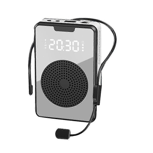 Trådløs stemmeforstærker Bluetooth mikrofonhøjttaler med mikrofonheadset, til guide - Sort - jie