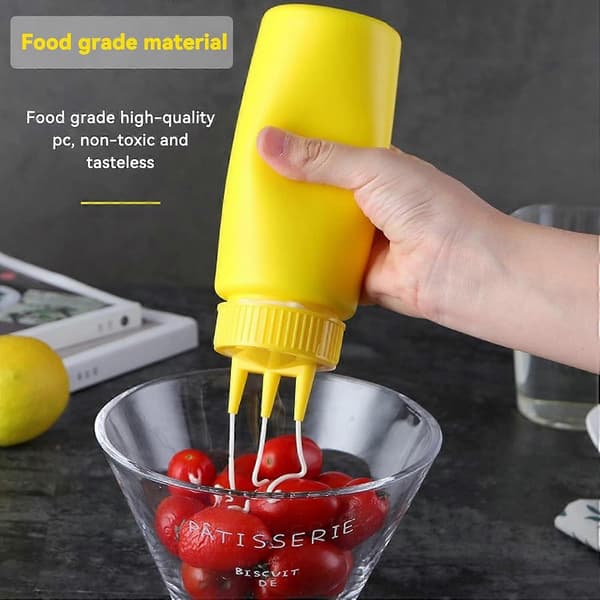 3 stk. 3-hullers krydderi-squeeze-flaske, tomme squeeze-sauceflasker 450 ml krydderidispenser med låg