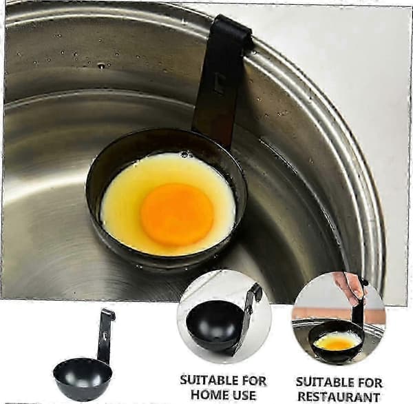 Posjerte eggkopper 2 stk eggkoker mikrobølgeovn kokekar eggdamper svart rustfritt stål posjert egg