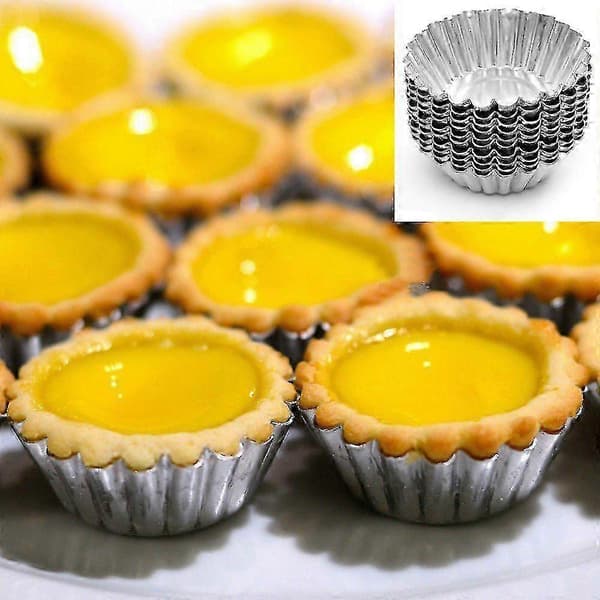 20 stk. Egg Tart Aluminium Cupcake Kakeform Fôret Form Blikk Bakeverktøy