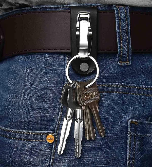 Men's Keychain, Leather Belt Keychain with Belt Loop, Belt Key Holder, Keychains with Detachable Keychain for Men