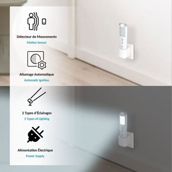 LED Lommelykt - Bevegelsessensor - 60° Deteksjonsvinkel - Oppladbart Batteri - Hvit
