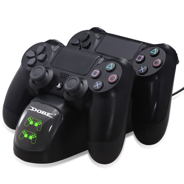 PS4 Lader Slim Pro Håndtak Dobbel Lader Base Lader LED Tu