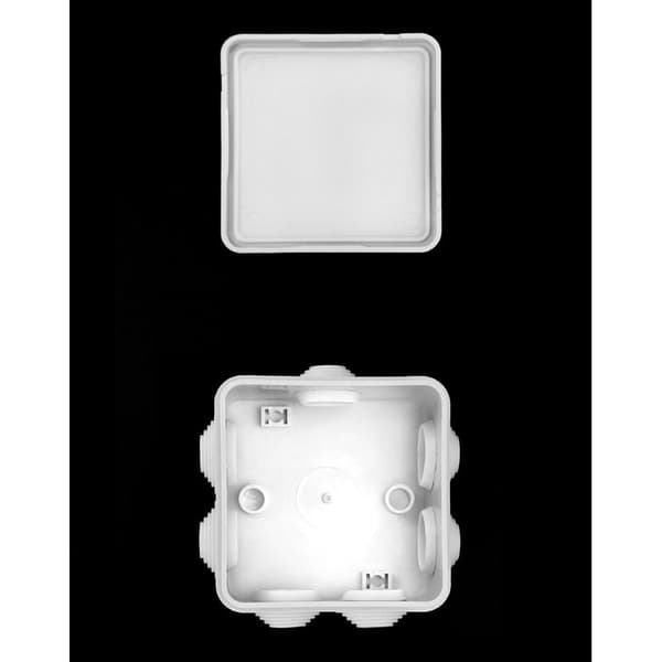 Set med 2 kopplingsdosor, IP65, ABS-plast, vattentät för utomhusbruk, vit, 85 x 85 x 50 mm